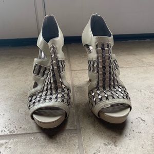 Calvin Klein Off-White Leather Heels